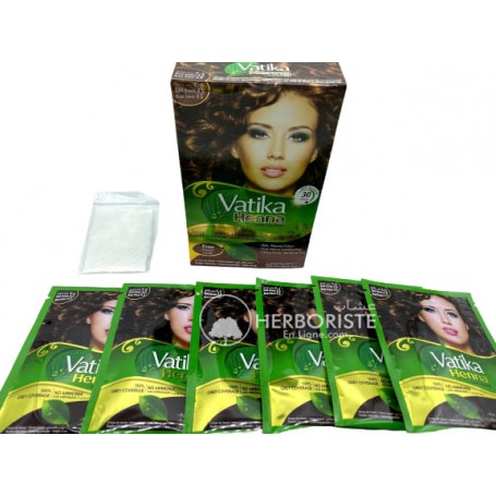 Henné Vatika couleur marron foncé pour cheveux - 6 sachets - حنة رويال