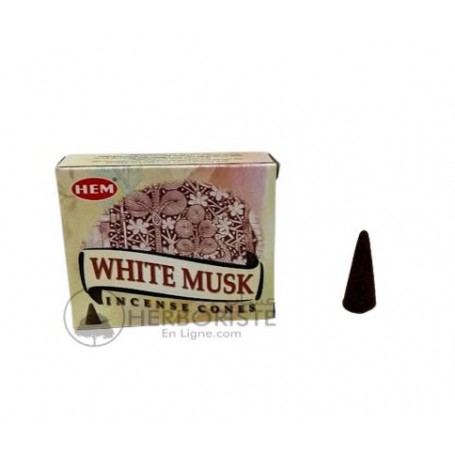 10 cônes d'encens  Musk blanc - Musc blanc - 20g