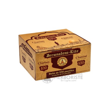 Charbon Ardent Jerusalem-Lite 33 mm – Boîte de 100 pastilles (10 packs de 10)