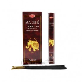 Encens HEM Madhur Chandan – Bois de Santal – 20 g – 20 bâtonnets – Méditation et Harmonie