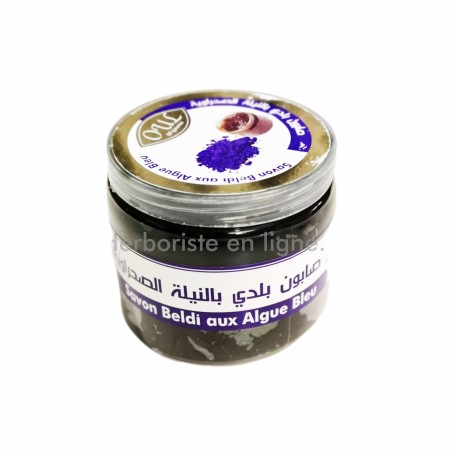 Savon noir Beldi aux algues bleu - 200g - صابون بلدي بالنيلة الصحراوية